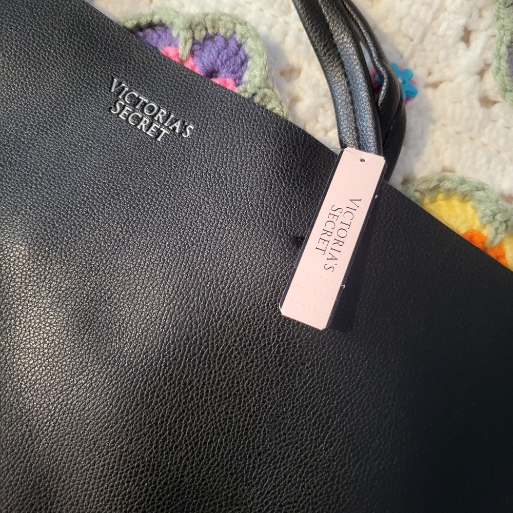 Black Leather Victoria Secret Tote